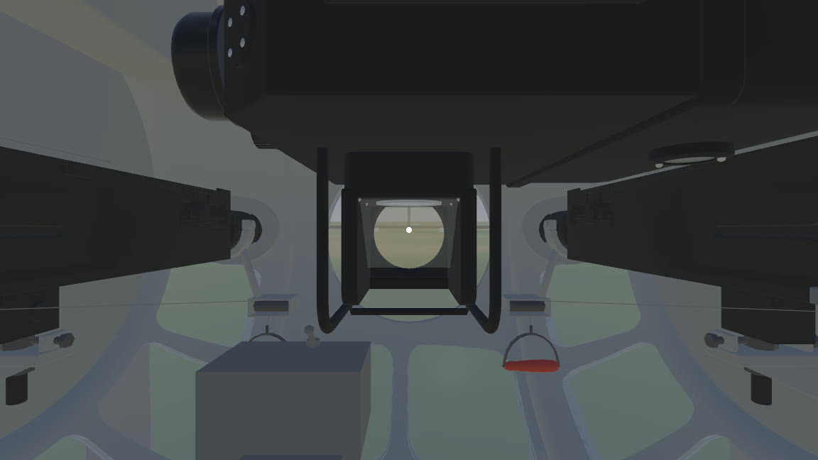 Inside the ball turret, the K-4 sight between the guns